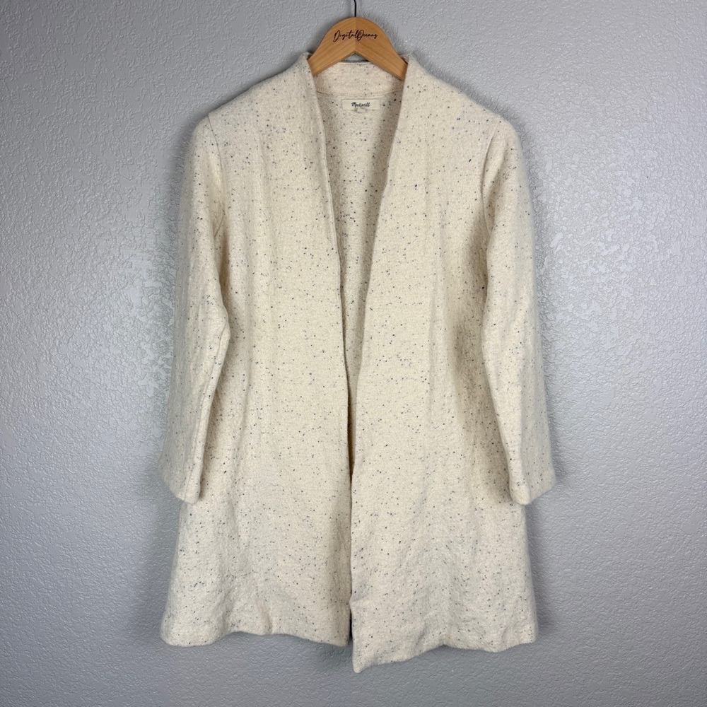 Madewell Langley Swing Coat Donegal Vanilla XS Speckled Wool Blend Open Front - Picture 3 of 9